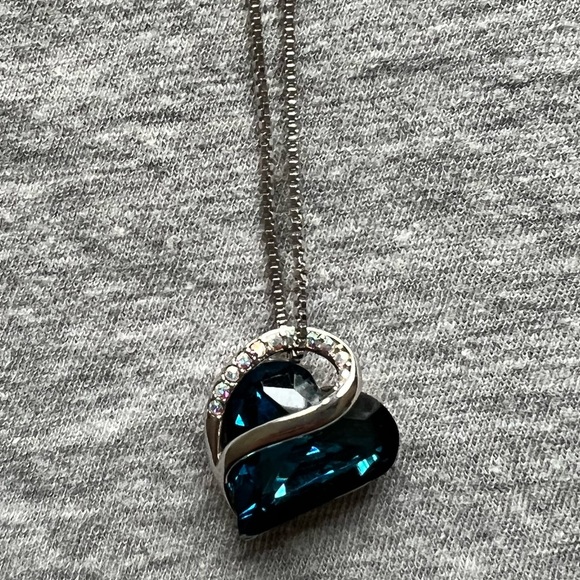 Blue Heart Silver Necklace - Picture 4 of 5